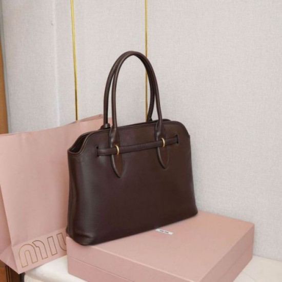 Replica di lusso Borsa tote Miu Miu Adventure nappa marrone Imitazioni Cloni Borsa tote Miu Miu Adventure nappa marrone firmate
