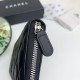 Replica di lusso Portafoglio Chanel Caviar trapuntato con soffietto e cerniera nero Imitazioni Cloni Portafoglio Chanel Caviar trapuntato con soffietto e cerniera nero firmate