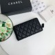 Replica di lusso Portafoglio Chanel Caviar trapuntato con soffietto e cerniera nero Imitazioni Cloni Portafoglio Chanel Caviar trapuntato con soffietto e cerniera nero firmate