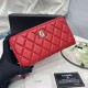 Replica Borse Dettagli perfetti Portafoglio Chanel con cerniera pelle trapuntata rosso caviale firmate