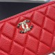 Replica Borse Dettagli perfetti Portafoglio Chanel con cerniera pelle trapuntata rosso caviale firmate