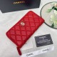 Replica Borse Dettagli perfetti Portafoglio Chanel con cerniera pelle trapuntata rosso caviale firmate