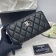 Cloni Portafoglio Chanel con cerniera pelle trapuntata Nero caviale firmate