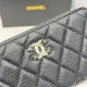 Cloni Portafoglio Chanel con cerniera pelle trapuntata Nero caviale firmate