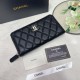Cloni Portafoglio Chanel con cerniera pelle trapuntata Nero caviale firmate
