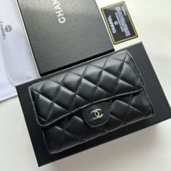 Replica di lusso Pari Portafoglio Chanel Timeless/Classique in pelle trapuntata nera Imitazioni Cloni Pari replica Portafoglio Chanel Timeless/Classique in pelle trapuntata nera firmate