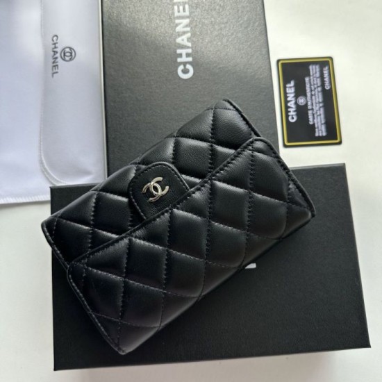 Replica di lusso Pari Portafoglio Chanel Timeless/Classique in pelle trapuntata nera Imitazioni Cloni Pari replica Portafoglio Chanel Timeless/Classique in pelle trapuntata nera firmate