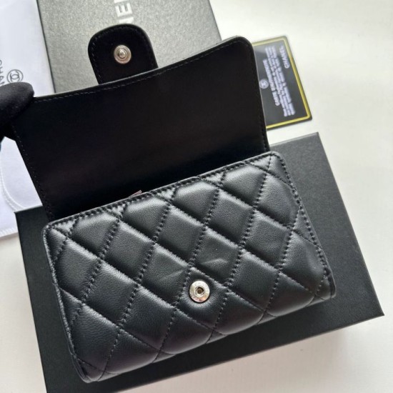 Replica di lusso Pari Portafoglio Chanel Timeless/Classique in pelle trapuntata nera Imitazioni Cloni Pari replica Portafoglio Chanel Timeless/Classique in pelle trapuntata nera firmate