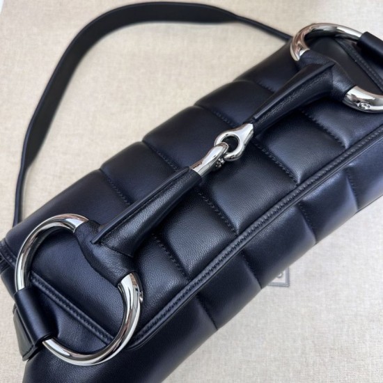 Cloni Borsa a tracolla Gucci Horsebit Chain tela GG 764255 Nero firmate