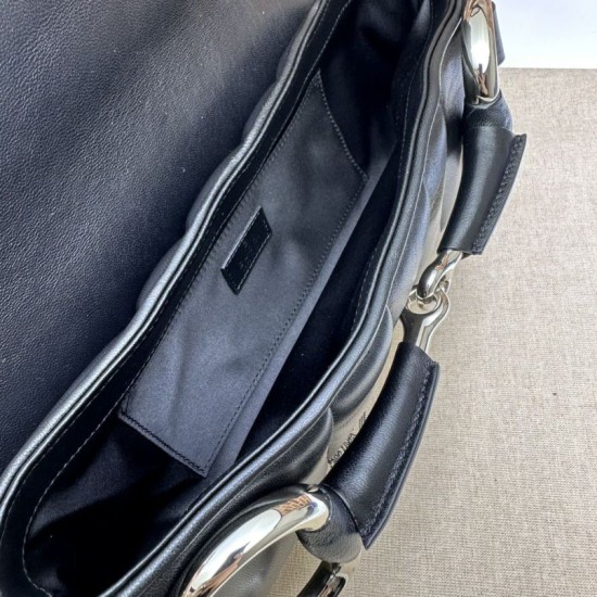 Cloni Borsa a tracolla Gucci Horsebit Chain tela GG 764255 Nero firmate
