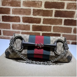 Borse Gucci Horsebit Chain tela GG 764255 marrone