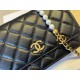 Replica di lusso Portafoglio Chanel trapuntato in caviale perlato con catena Woc Nero Imitazioni Cloni Portafoglio Chanel trapuntato in caviale perlato con catena Woc Nero firmate