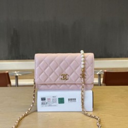 Replica di lusso Qualità da grande Portafoglio Chanel trapuntato in caviale perlato con catena Woc Rosa Imitazioni Cloni Qualità da grande replica Portafoglio Chanel trapuntato in caviale perlato con catena Woc Rosa firmate