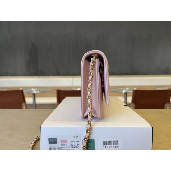Replica di lusso Qualità da grande Portafoglio Chanel trapuntato in caviale perlato con catena Woc Rosa Imitazioni Cloni Qualità da grande replica Portafoglio Chanel trapuntato in caviale perlato con catena Woc Rosa firmate