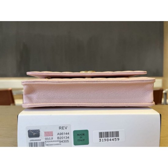 Replica di lusso Qualità da grande Portafoglio Chanel trapuntato in caviale perlato con catena Woc Rosa Imitazioni Cloni Qualità da grande replica Portafoglio Chanel trapuntato in caviale perlato con catena Woc Rosa firmate