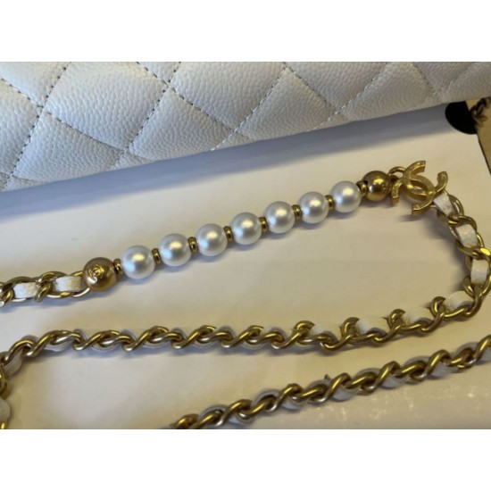 Replica di lusso Borse Portafoglio Chanel trapuntato in caviale perlato con catena Woc Bianco Imitazioni Replica Borse Portafoglio Chanel trapuntato in caviale perlato con catena Woc Bianco firmate