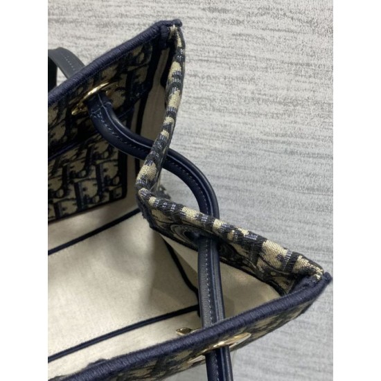 Replica di lusso Borsa 1:1 Shopping Dior piccola/grande jacquard blu Dior Oblique Imitazioni Cloni Borsa Replica Shopping Dior piccola/grande jacquard blu Dior Oblique firmate