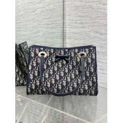 Borsa Shopping Dior piccola/grande jacquard blu Dior Oblique