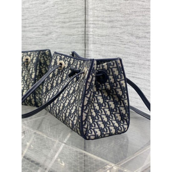 Replica di lusso Borsa 1:1 Shopping Dior piccola/grande jacquard blu Dior Oblique Imitazioni Cloni Borsa Replica Shopping Dior piccola/grande jacquard blu Dior Oblique firmate