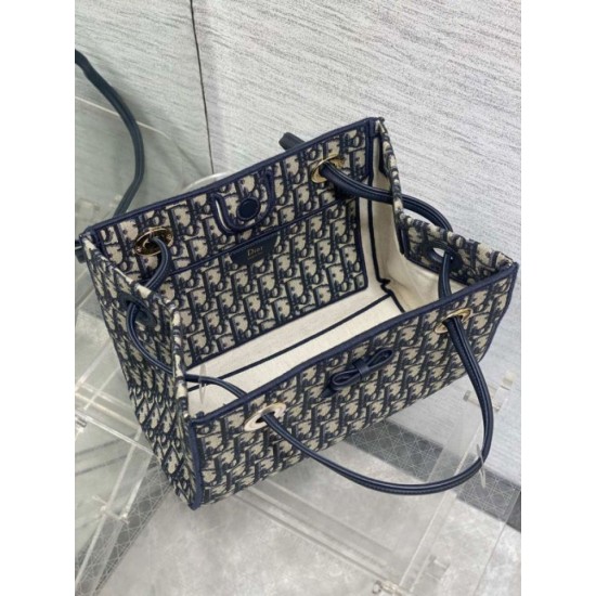 Replica di lusso Borsa 1:1 Shopping Dior piccola/grande jacquard blu Dior Oblique Imitazioni Cloni Borsa Replica Shopping Dior piccola/grande jacquard blu Dior Oblique firmate