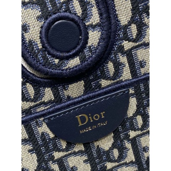 Replica di lusso Borsa 1:1 Shopping Dior piccola/grande jacquard blu Dior Oblique Imitazioni Cloni Borsa Replica Shopping Dior piccola/grande jacquard blu Dior Oblique firmate