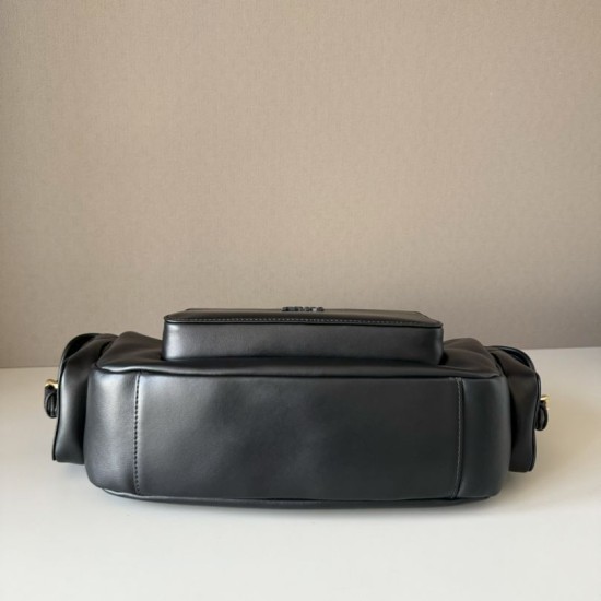 Replica di lusso Borsa a tracolla Miu Miu Pocket Nappa 5BC189 Nero Imitazioni Cloni Borsa a tracolla Miu Miu Pocket Nappa 5BC189 Nero firmate