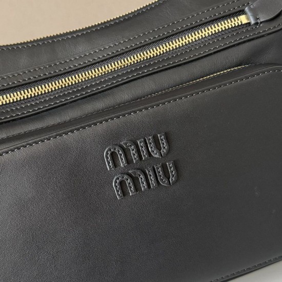Replica di lusso Borsa a tracolla Miu Miu Pocket Nappa 5BC189 Nero Imitazioni Cloni Borsa a tracolla Miu Miu Pocket Nappa 5BC189 Nero firmate