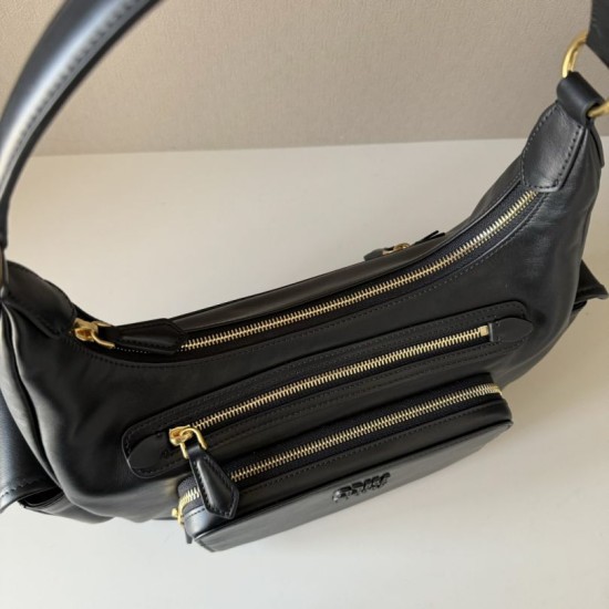 Replica di lusso Borsa a tracolla Miu Miu Pocket Nappa 5BC189 Nero Imitazioni Cloni Borsa a tracolla Miu Miu Pocket Nappa 5BC189 Nero firmate