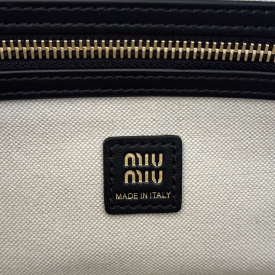 Replica di lusso Borsa a tracolla Miu Miu Pocket Nappa 5BC189 Nero Imitazioni Cloni Borsa a tracolla Miu Miu Pocket Nappa 5BC189 Nero firmate