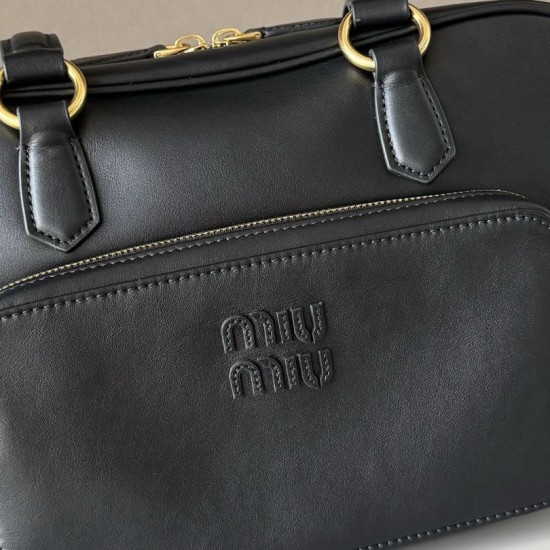 Replica di lusso Borse a tracolla Miu Miu Pocket con manico superiore Nero Imitazioni Cloni Borse a tracolla Miu Miu Pocket con manico superiore Nero firmate