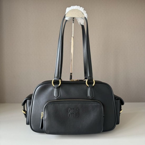 Replica di lusso Borse a tracolla Miu Miu Pocket con manico superiore Nero Imitazioni Cloni Borse a tracolla Miu Miu Pocket con manico superiore Nero firmate