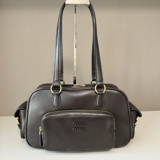Replica di lusso Borse Imitazioni a tracolla Miu Miu Pocket con manico superiore Caffè Imitazioni Cloni Borse Imitazioni a tracolla Miu Miu Pocket con manico superiore Caffè firmate