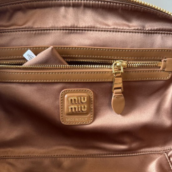 Replica di lusso Borsa a mano Miu Miu Beau 5BB172 Marrone Imitazioni Cloni Borsa a mano Miu Miu Beau 5BB172 Marrone firmate