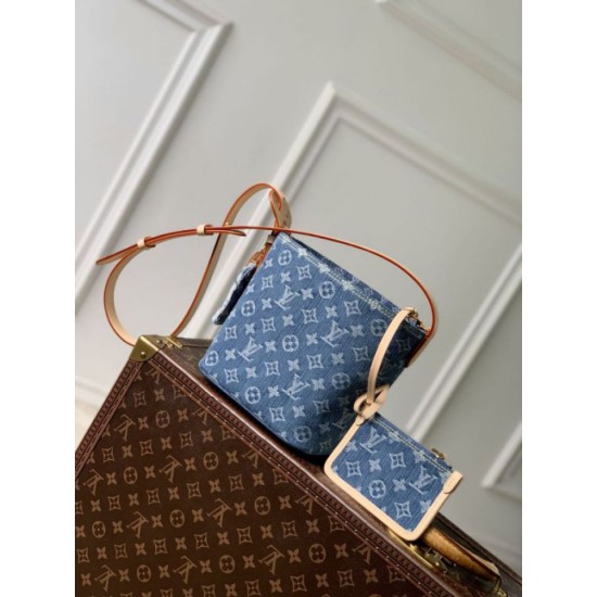 Replica di lusso Borse a secchiello in denim Louis Vuitton All In BB M28107 Imitazioni Replica Borse a secchiello in denim Louis Vuitton All In BB M28107 firmate