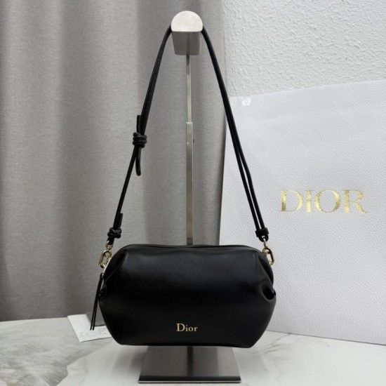Replica di lusso Borsa a tracolla Dior Bow nera Imitazioni Cloni Borsa a tracolla Dior Bow nera firmate
