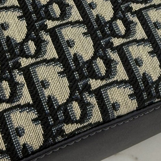 Replica di lusso Pochette Borse Dior Bow Dior jacquard Oblique con motivo blu Imitazioni Cloni Pochette Borse Dior Bow Dior jacquard Oblique con motivo blu firmate