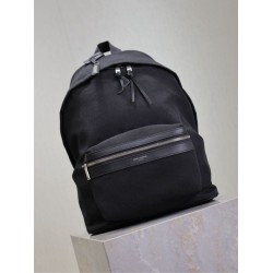 Zaino YSL Saint Laurent City tela con finiture pelle nero Zaino YSL Saint Laurent City tela con finiture pelle nero