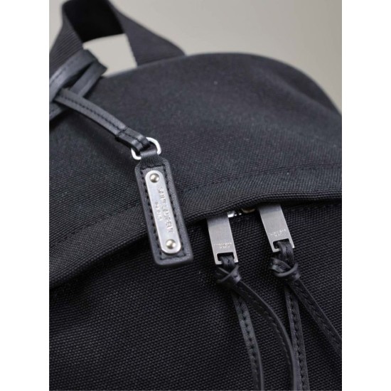 Replica di lusso Zaino YSL Saint Laurent City tela con finiture pelle nero Imitazioni Cloni Zaino YSL Saint Laurent City tela con finiture pelle nero firmate