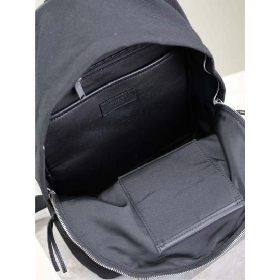 Replica di lusso Zaino YSL Saint Laurent City tela con finiture pelle nero Imitazioni Cloni Zaino YSL Saint Laurent City tela con finiture pelle nero firmate