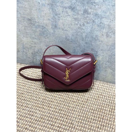 Replica di lusso Borsa a tracolla mini Loulou YSL Saint Laurent Bordeaux Imitazioni Cloni Borsa a tracolla mini Loulou YSL Saint Laurent Bordeaux firmate