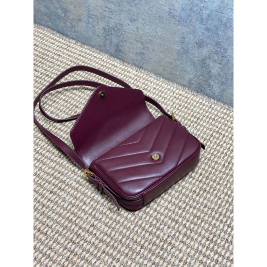Replica di lusso Borsa a tracolla mini Loulou YSL Saint Laurent Bordeaux Imitazioni Cloni Borsa a tracolla mini Loulou YSL Saint Laurent Bordeaux firmate