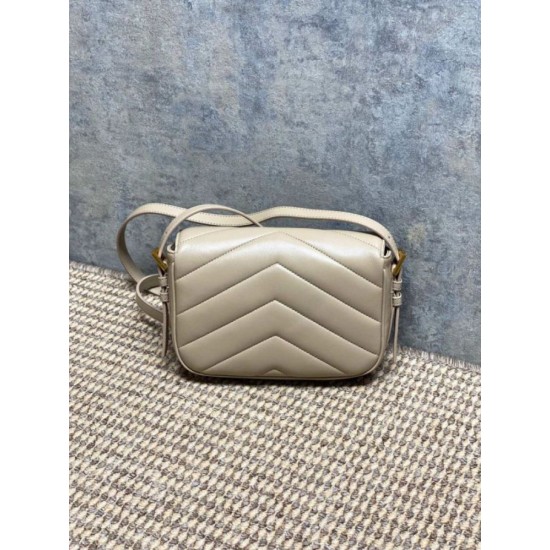 Replica di lusso Borse a tracolla mini Loulou YSL Saint Laurent Beige Imitazioni Cloni Borse Replica a tracolla mini Loulou YSL Saint Laurent Beige firmate