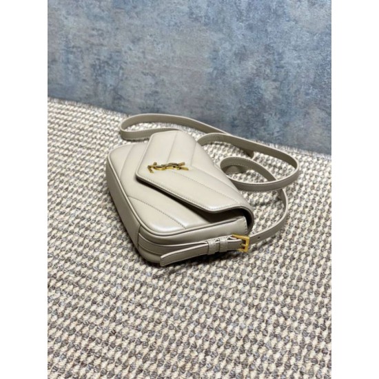 Replica di lusso Borse a tracolla mini Loulou YSL Saint Laurent Beige Imitazioni Cloni Borse Replica a tracolla mini Loulou YSL Saint Laurent Beige firmate