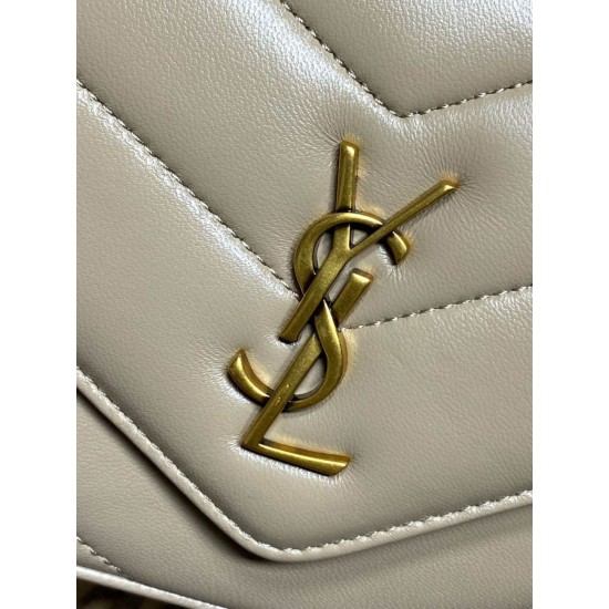 Replica di lusso Borse a tracolla mini Loulou YSL Saint Laurent Beige Imitazioni Cloni Borse Replica a tracolla mini Loulou YSL Saint Laurent Beige firmate