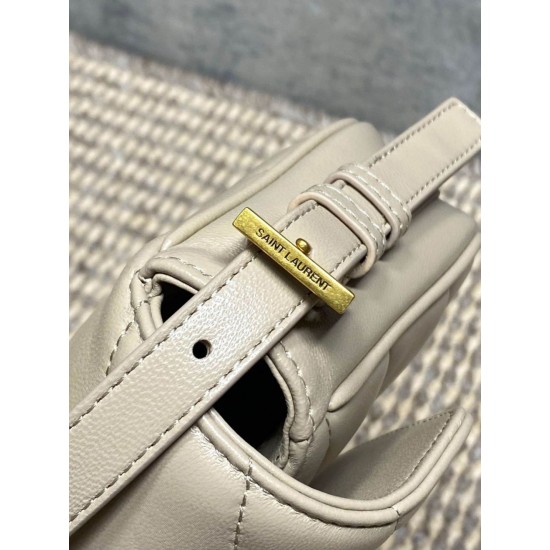 Replica di lusso Borse a tracolla mini Loulou YSL Saint Laurent Beige Imitazioni Cloni Borse Replica a tracolla mini Loulou YSL Saint Laurent Beige firmate