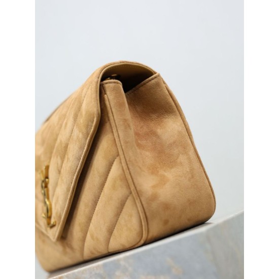 Replica di lusso YSL Saint Laurent LouLou Medium in camoscio trapuntato marrone Imitazioni Cloni YSL Saint Laurent LouLou Medium in camoscio trapuntato marrone firmate