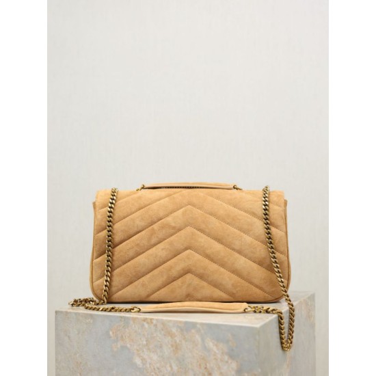 Replica di lusso YSL Saint Laurent LouLou Medium in camoscio trapuntato marrone Imitazioni Cloni YSL Saint Laurent LouLou Medium in camoscio trapuntato marrone firmate