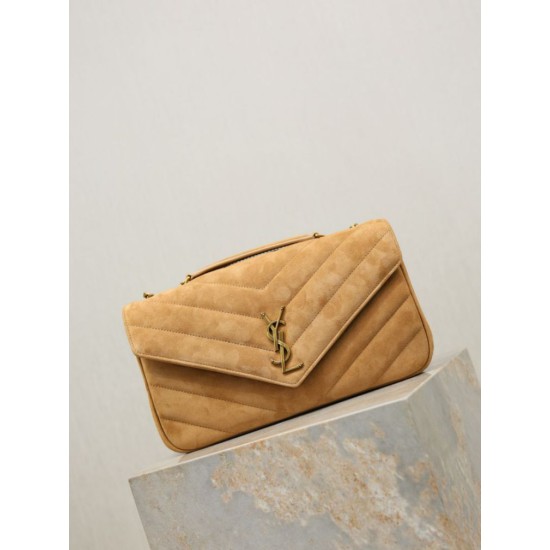 Replica di lusso YSL Saint Laurent LouLou Medium in camoscio trapuntato marrone Imitazioni Cloni YSL Saint Laurent LouLou Medium in camoscio trapuntato marrone firmate