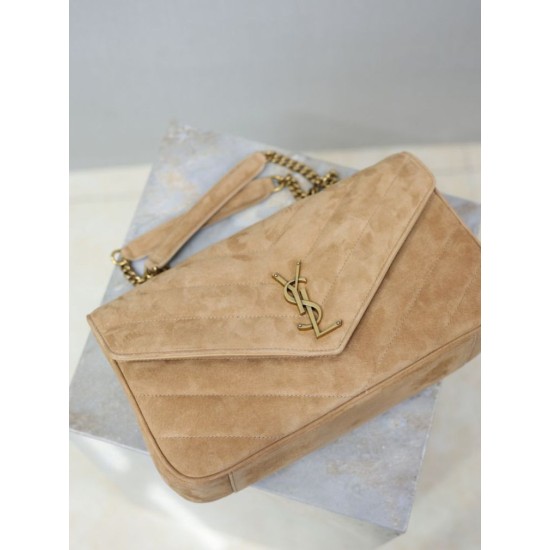 Replica di lusso YSL Saint Laurent LouLou Medium in camoscio trapuntato marrone Imitazioni Cloni YSL Saint Laurent LouLou Medium in camoscio trapuntato marrone firmate