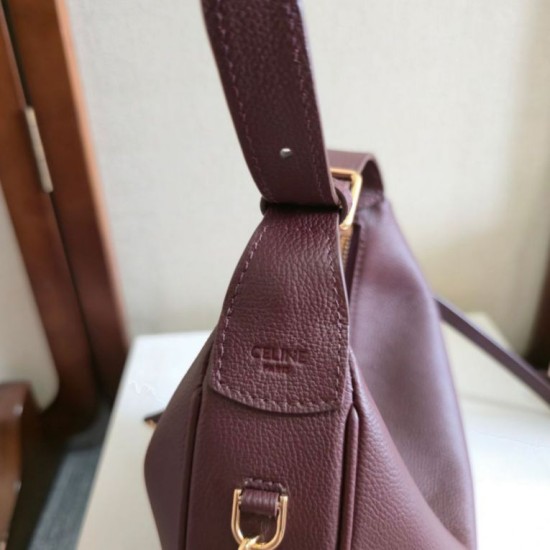 Replica di lusso Borsa a tracolla Celine Lulu per adolescenti Borgogna Imitazioni Cloni Borsa a tracolla Celine Lulu per adolescenti Borgogna firmate